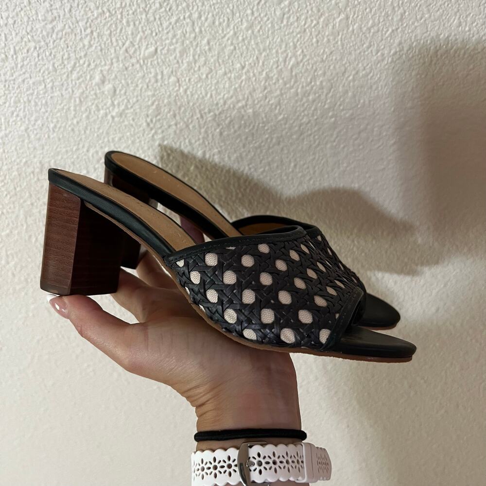 Jack Rogers Merrain Caning block mules heels NEW WOMENS 6